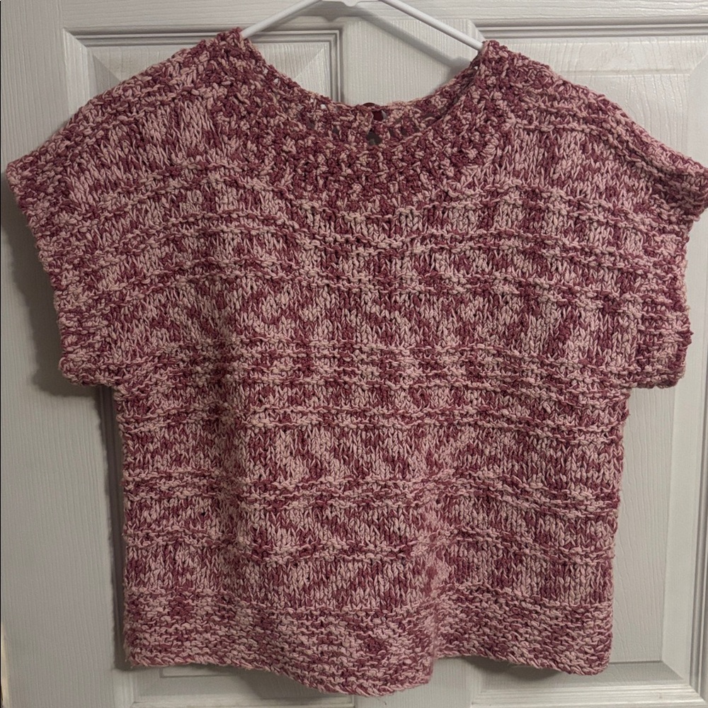 Laika Marled Pink Short-Sleeve Knit crochet Top